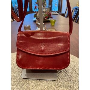 Florence Made in Italy Red Leather Crossbody Bag Small Flap Genuine Leather